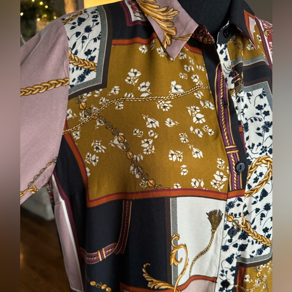 Zara Patchwork Chain Link Print Button Mini Dress‎ - image 5